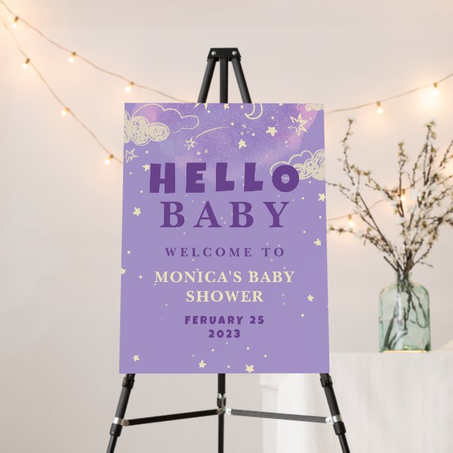 Purple Dream Baby Shower Welcome Sign (In Situ (Stand))