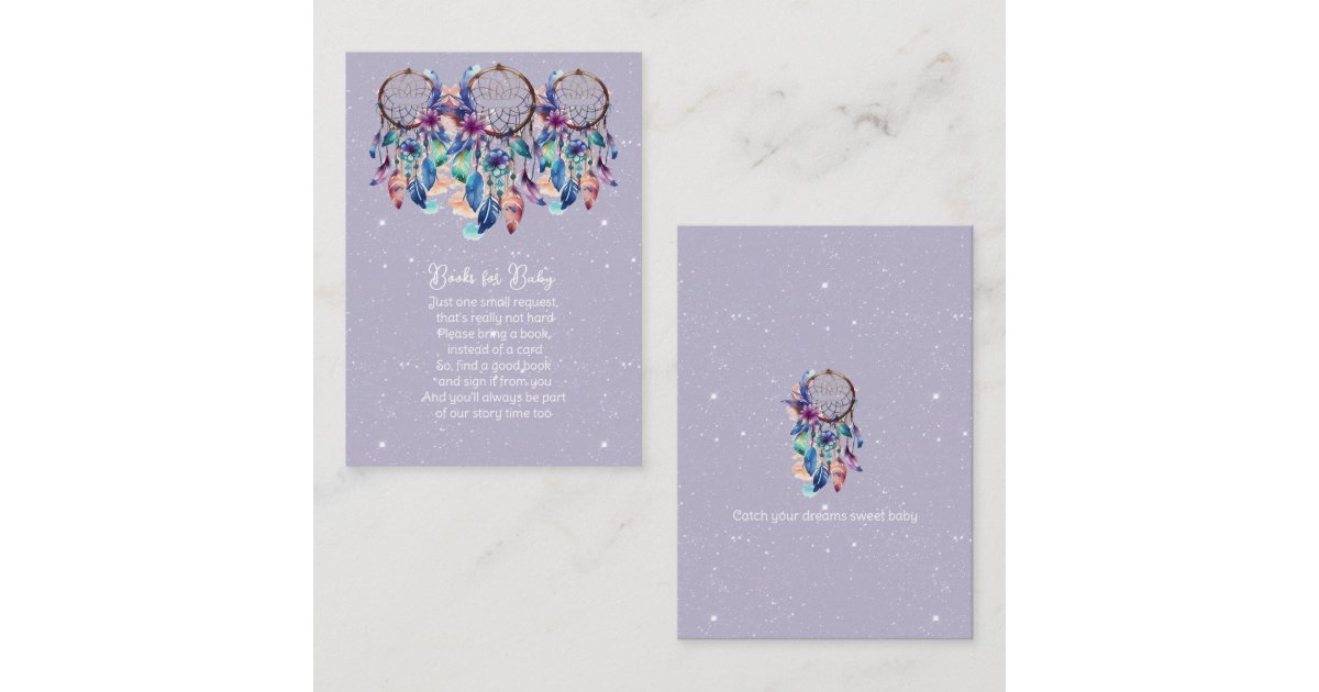 Purple Dream Catcher Shower Books for Baby Enclosure Card | Zazzle