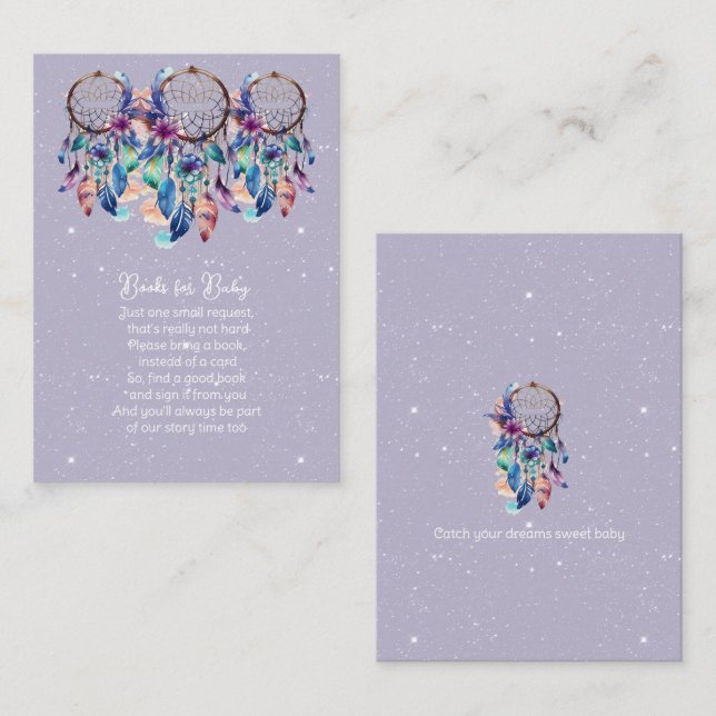Purple Dream Catcher Shower Books for Baby  Enclosure Card (Front/Back)