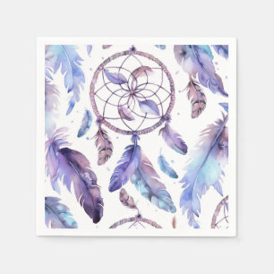 Purple dream catcher watercolor napkins