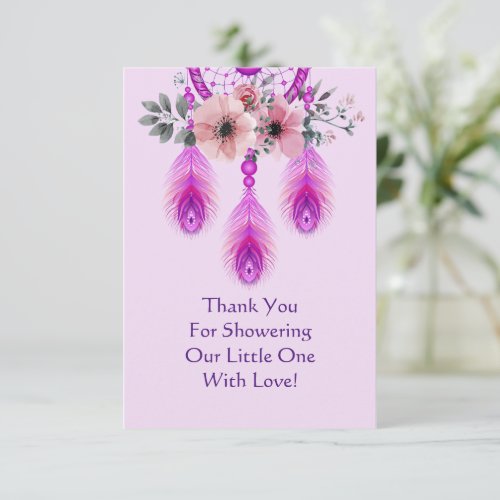 Purple Dream Catcher With Flower Thank You Card