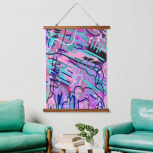 Purple Dream Expressive Abstract Hanging Tapestry