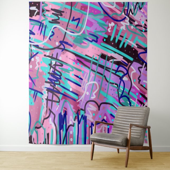 Purple Dream Expressive Abstract  Tapestry (In Situ)