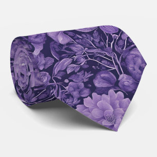 Purple Dream, Fantasy flower indigo palette Neck Tie