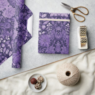 Purple Dream, Fantasy flower indigo palette Wrapping Paper
