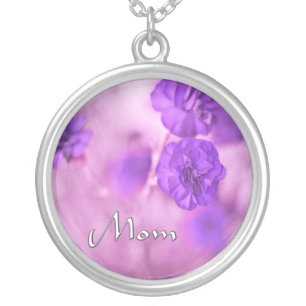 Purple Dream Flowers MoM in White Design Necklace