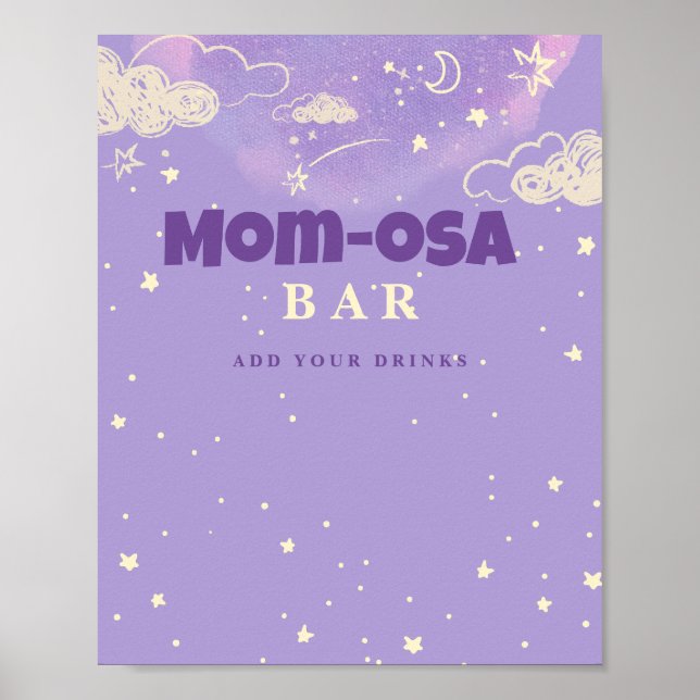 Purple Dream Mom-osa Bar Baby Shower  Poster (Front)