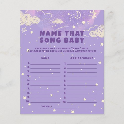  Purple Dream Name that Song Baby Shower Game