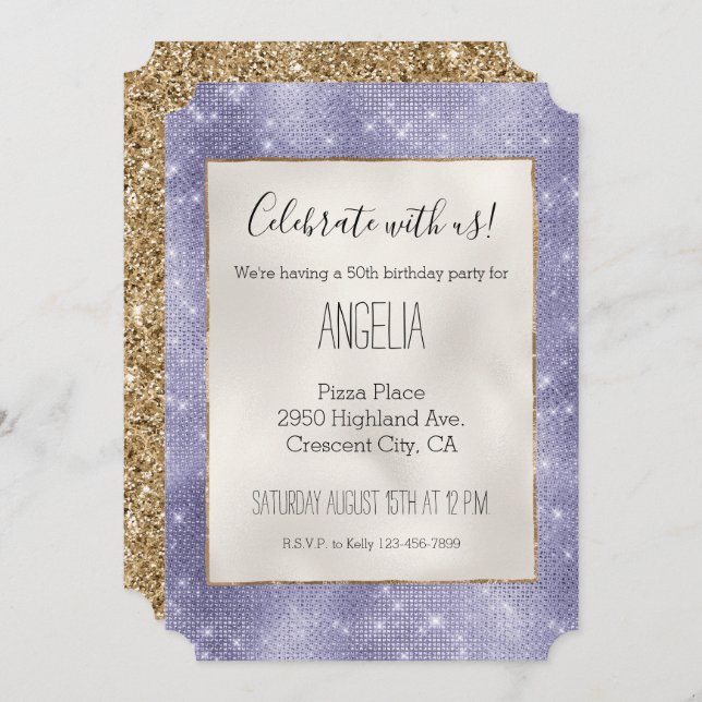 Purple Dream Sparkle Invitation (Front/Back)