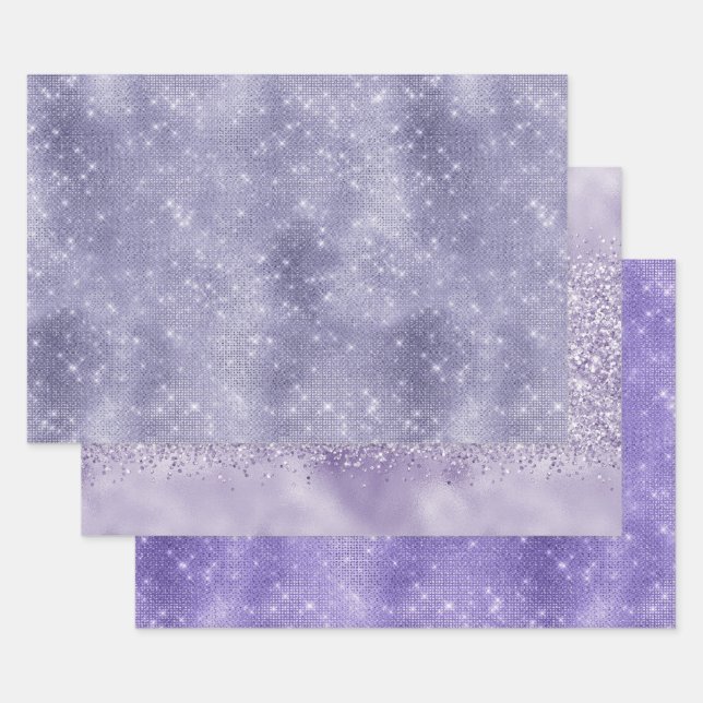 Purple Dream Sparkle Wrapping Paper Sheets (Set)
