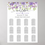 Purple Dreams Stylish Florals Seating Chart at Zazzle