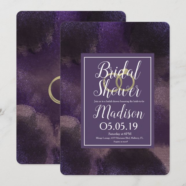 Purple Dreamy Abstract Splash Bridal Shower Invitation (Front/Back)