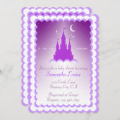 Purple Dreamy Castle In The Clouds Baby Shower Invitation (Front/Back)