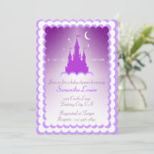 Purple Dreamy Castle In The Clouds Baby Shower Invitation (Standing Front)