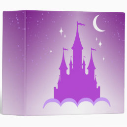 Purple Dreamy Castle In The Clouds Starry Moon Sky 3 Ring Binder