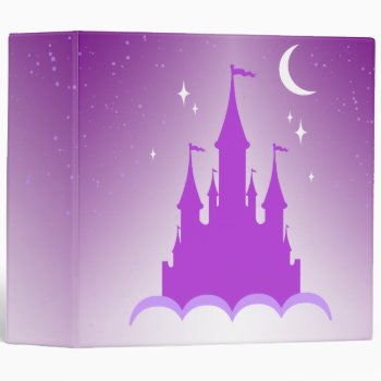 Purple Dreamy Castle In The Clouds Starry Moon Sky 3 Ring Binder by UFPixel at Zazzle
