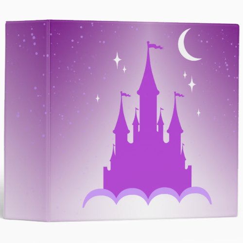 Purple Dreamy Castle In The Clouds Starry Moon Sky 3 Ring Binder