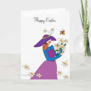 Purple Dress Easter Girl Holiday Card