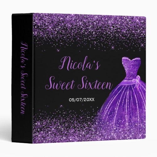 Purple Dress Faux Glitter Sweet 16 Photo Album