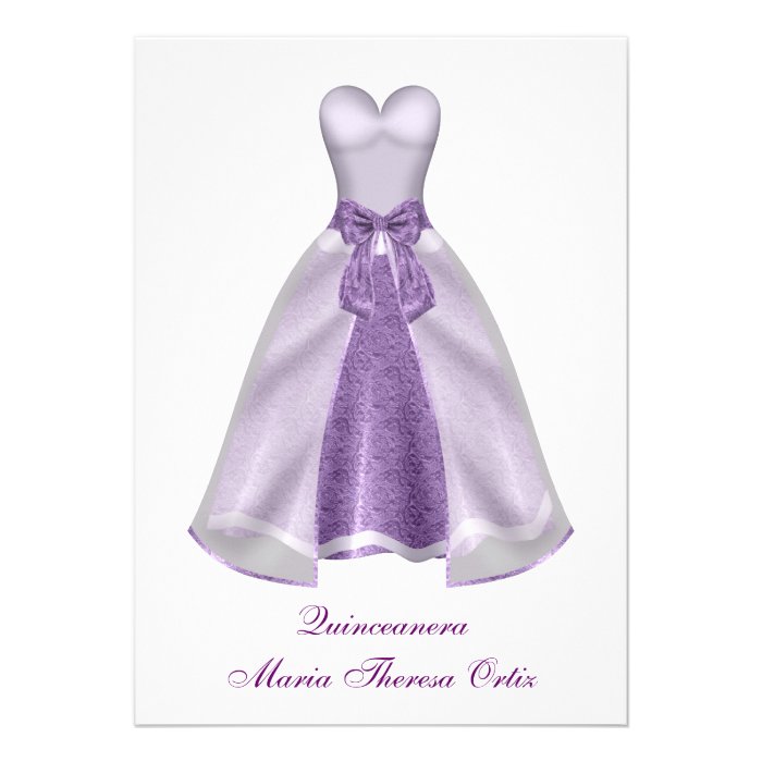 Purple Dress Quinceanera 15th Birthday Party Personalized Invite