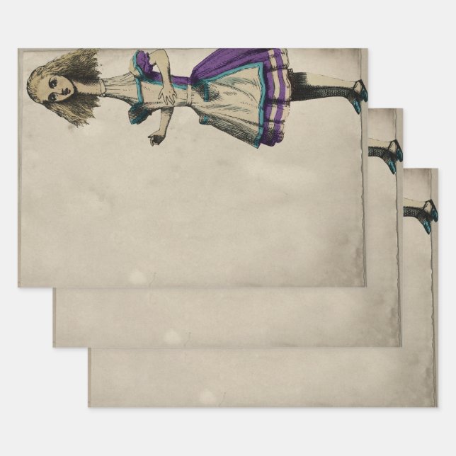 Purple Dress Tall Alice in Wonderland Wrapping Paper Sheets (Set)