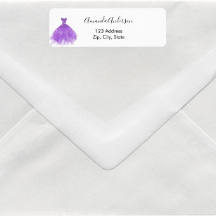 Purple dress white elegant return address label