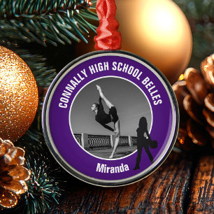 Purple Drill Team Dancer Photo Christmas Metal Ornament