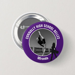 Purple Drill Team Photo High School Dancer Button