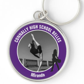 Purple Drill Team Photo High School Dancer Keychain