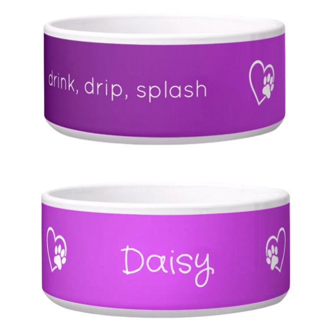 Purple 'drink drip splash' Dog Name Bowl (Creator Uploaded)