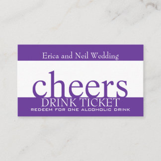 Purple Drink Ticket for Wedding Receptions Enclosure Card