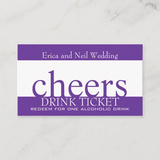 Purple Drink Ticket for Wedding Receptions Enclosure Card (Front)