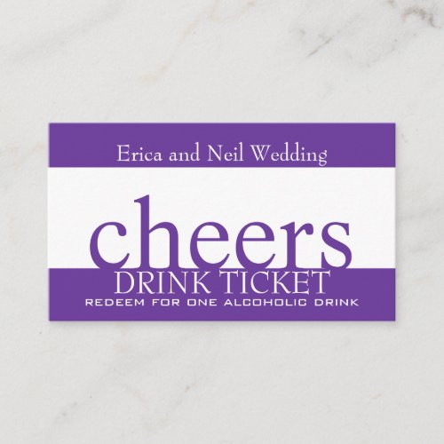 Purple Drink Ticket for Wedding Receptions Enclosure Card