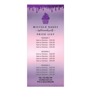 Purple Drip Bakery Service Price  Rack Card