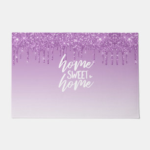 Purple Dripping Glitter Home Sweet Home Doormat