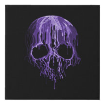 Purple Drippy Skull Faux Wrapped Canvas Print