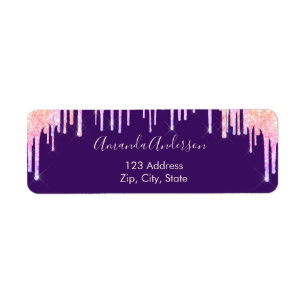 Purple drips pink return address label
