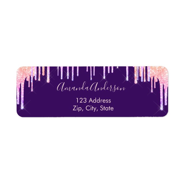 Purple drips pink return address label (Front)