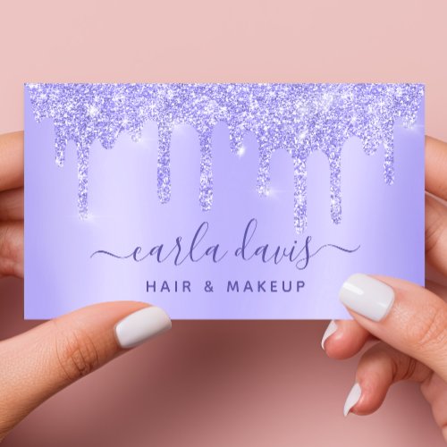 Purple Drips Sparkle Lash Salon Makeup Artist Business Card