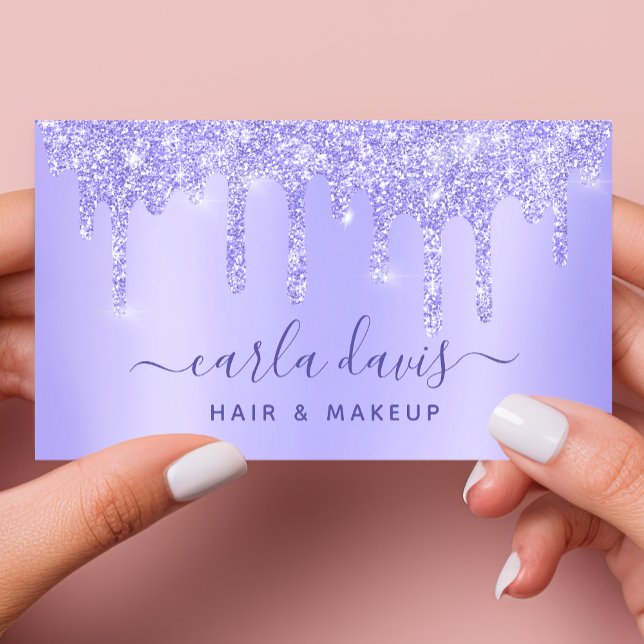 Purple Drips Sparkle Lash Salon Makeup Artist Business Card (Creator Uploaded)