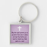 Purple Driver&#39;s Prayer Blessing Keychain at Zazzle