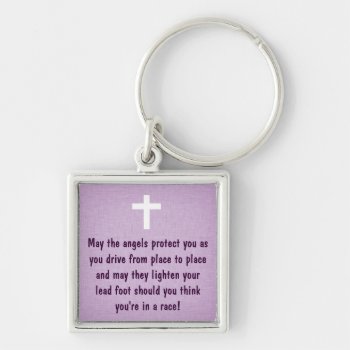 Purple Driver's Prayer Blessing Keychain by OnceForAll at Zazzle