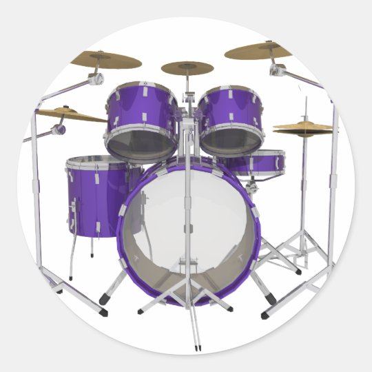 Purple Drum Kit: Classic Round Sticker | Zazzle.com