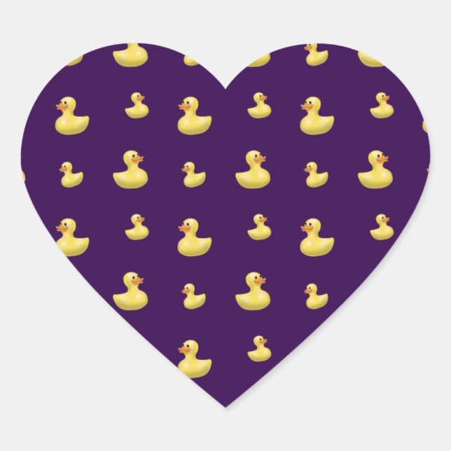 Purple duck pattern heart sticker (Front)