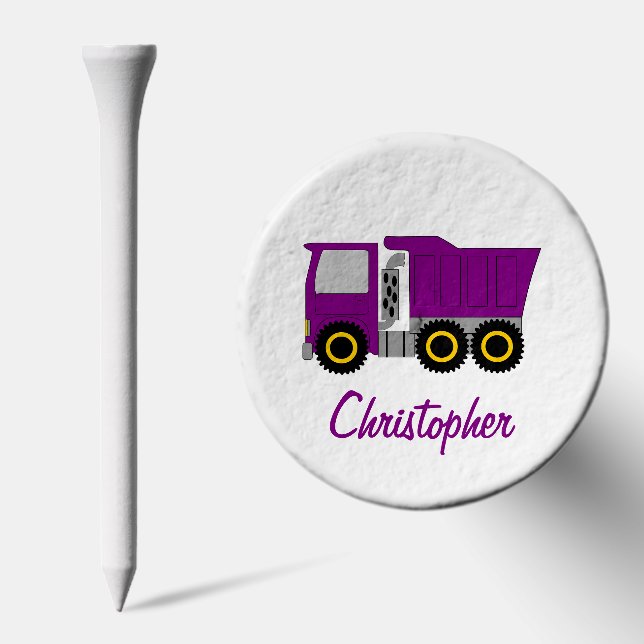 Purple Dumper Truck Design Golf Tees (Combo)