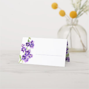 Purple duranta sky flower watercolor art wedding place card