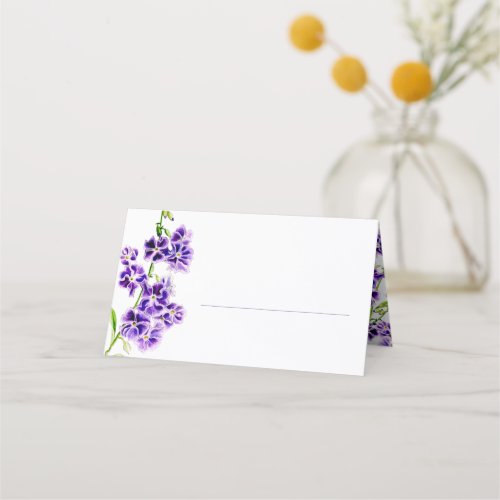 Purple duranta sky flower watercolor art wedding place card