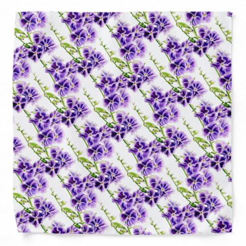 Purple Duranta Skyflower watercolor floral pattern Bandana