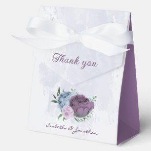Purple dusty blue floral wedding favor boxes