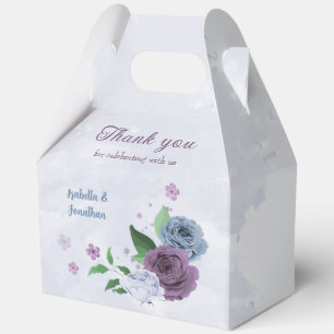 Purple dusty blue floral wedding favor boxes